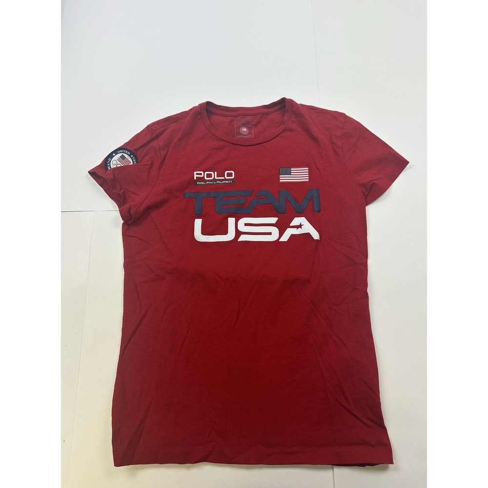 Polo Ralph Lauren Women's USA Graphic T-Shirt Red Size Medium 2016 Olympic Team